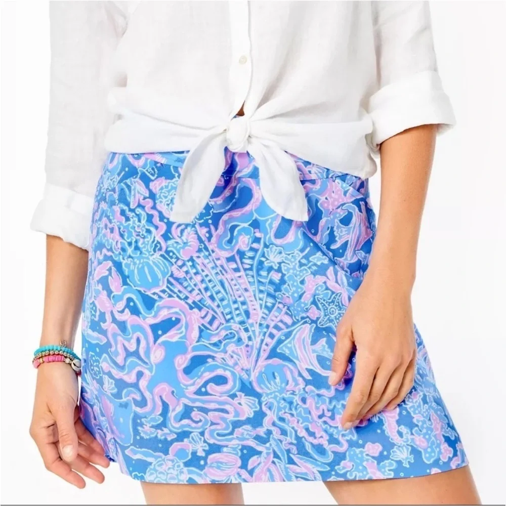 Lilly Pulitzer Jonas High Waisted Skort New Boca Blue Sea What I Sea Size 6